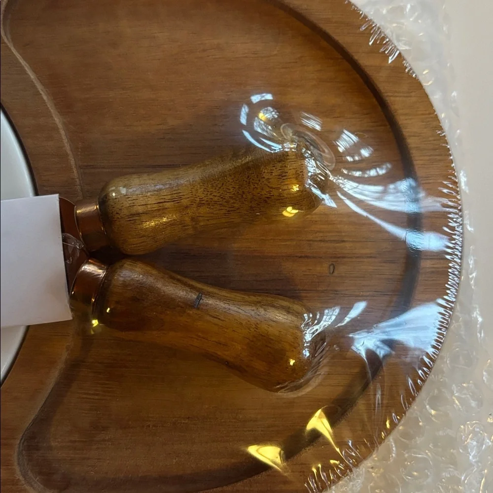 Twine Living Co. Gourmet Wood & Ceramic Cheese Board Gift Set.  New In Box